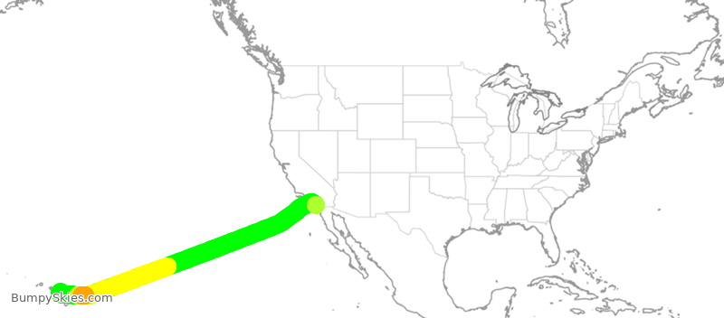 Turbulence forecast map for ASA254, SAN to OGG
