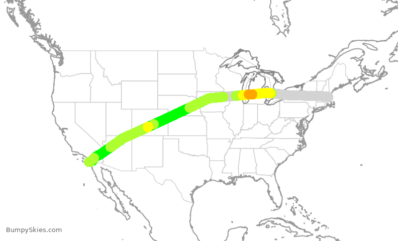 Turbulence forecast map for ASA256, BOS to SAN