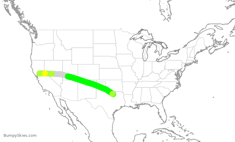 Turbulence forecast map for ASA2602, SMF to AFW