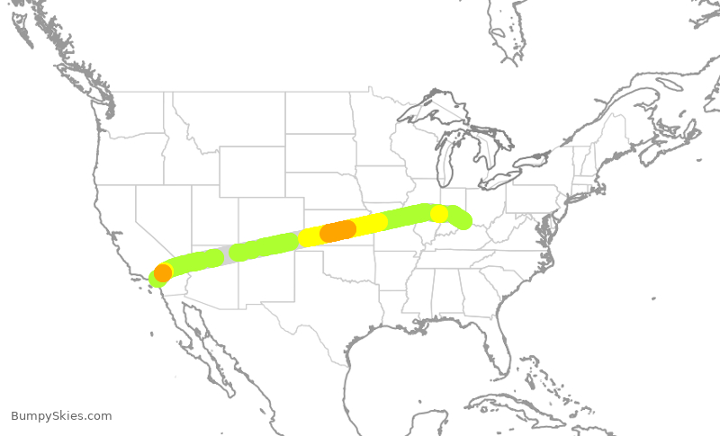 Turbulence forecast map for ASA2605, CVG to ONT