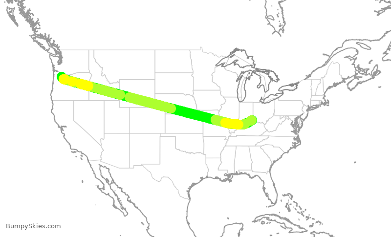 Turbulence forecast map for ASA2608, PDX to CVG