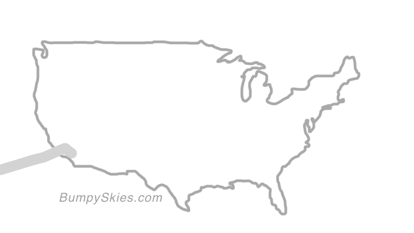 Map of continental US with illustrated flight path and turbulence forecast (described in text below)