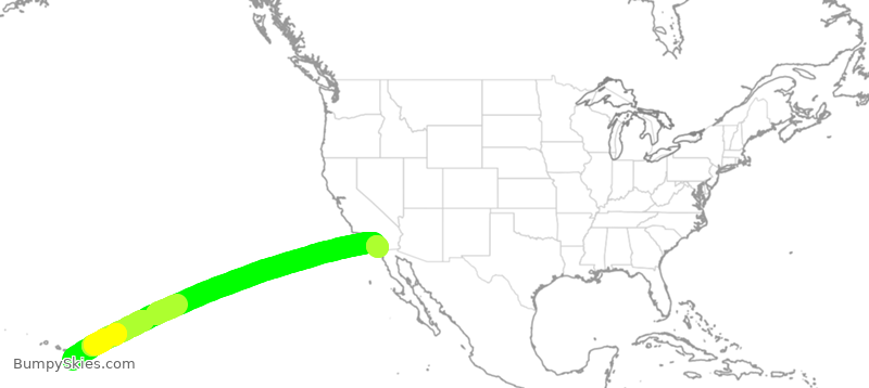 Turbulence forecast map for ASA266, KOA to SAN
