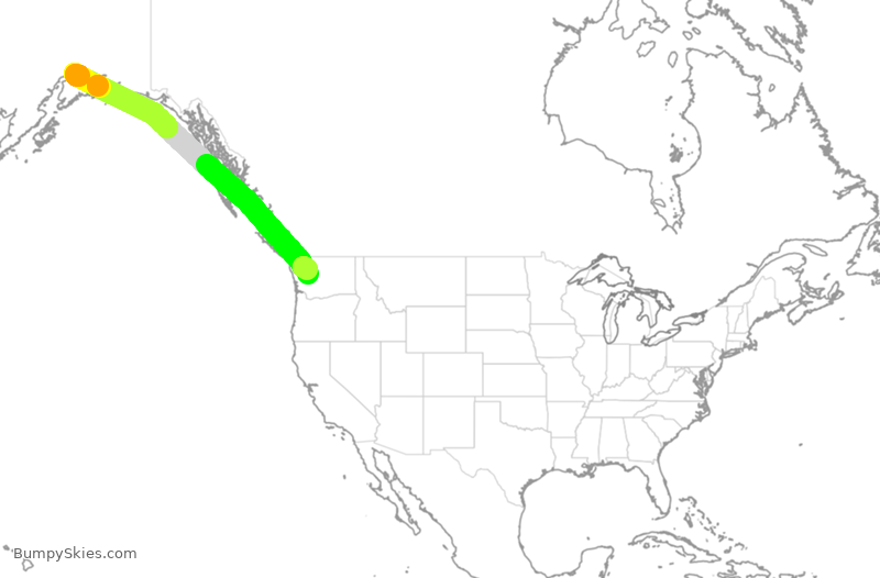 Turbulence forecast map for ASA268, ANC to SEA