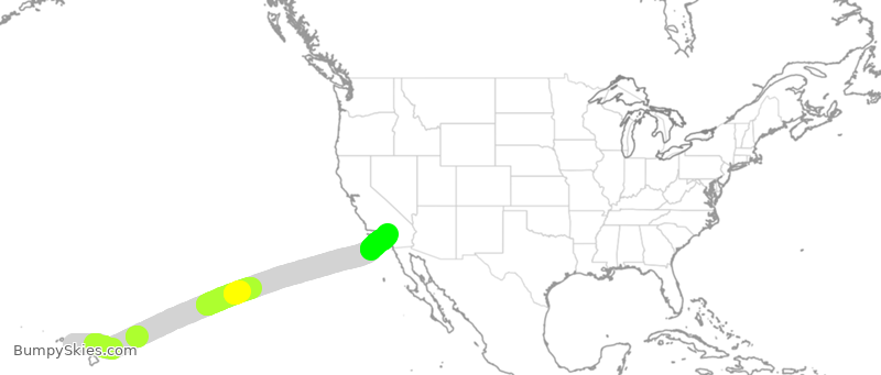 Turbulence forecast map for ASA2749, HNL to ONT