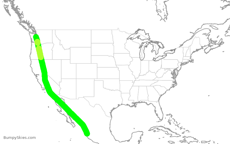 Turbulence forecast map for ASA275, SEA to MPR