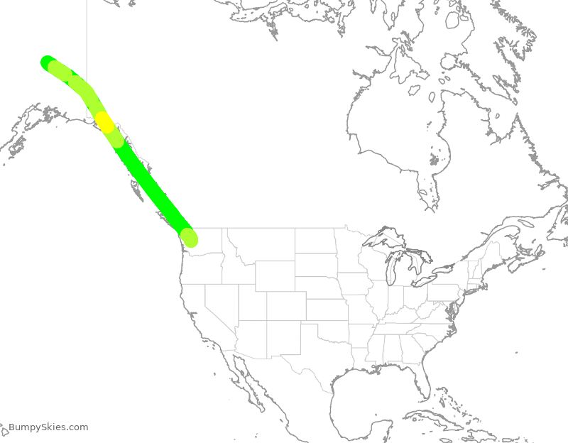 Turbulence forecast map for ASA275, FAI to SEA