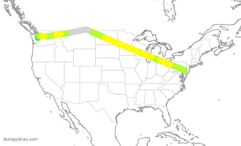 Turbulence forecast map for ASA277, PHL to SEA