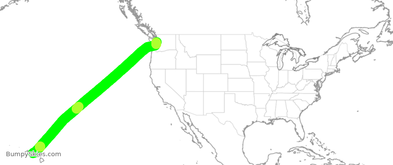 Turbulence forecast map for ASA279, HNL to SEA