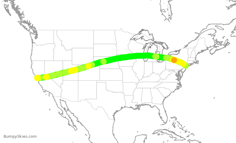 Turbulence forecast map for ASA27, JFK to SFO