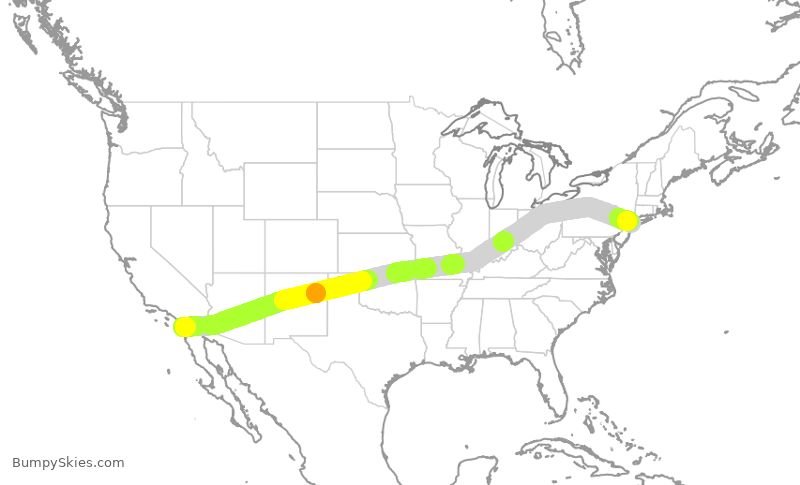 Turbulence forecast map for ASA27, SAN to JFK