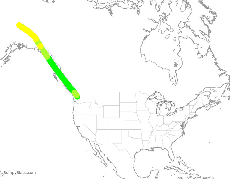 Turbulence forecast map for ASA282, AFA to SEA