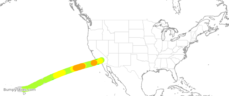 Turbulence forecast map for ASA2832, HNL to SBD