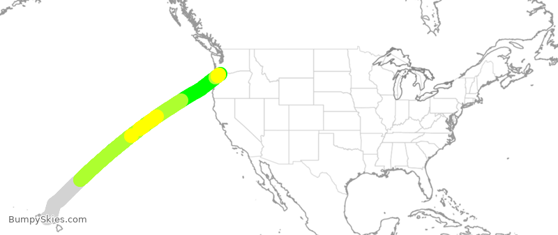Turbulence forecast map for ASA2851, HNL to PDX