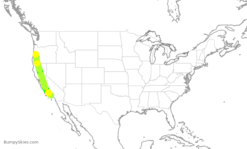 Turbulence forecast map for ASA285, EUG to LAX