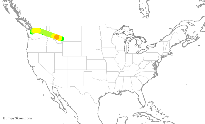 Turbulence forecast map for ASA286, BZN to SEA