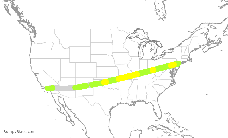 Turbulence forecast map for ASA287, EWR to LAX
