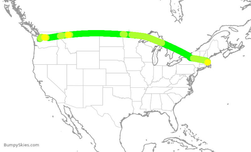 Turbulence forecast map for ASA288, BOS to SEA