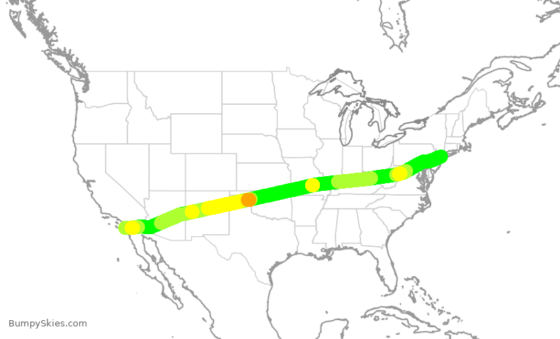 Turbulence forecast map for ASA28, JFK to SAN