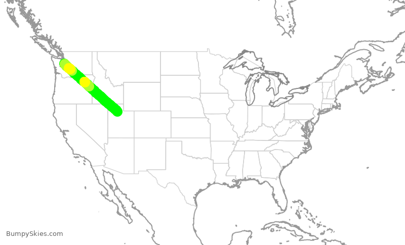 Turbulence forecast map for ASA292, SEA to SLC