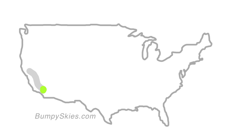 Map of continental US with illustrated flight path and turbulence forecast (described in text below)
