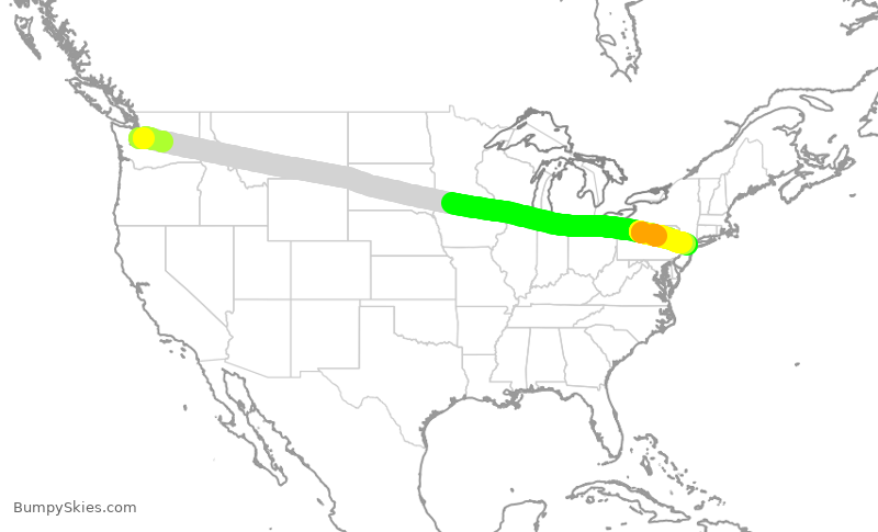 Turbulence forecast map for ASA295, SEA to EWR