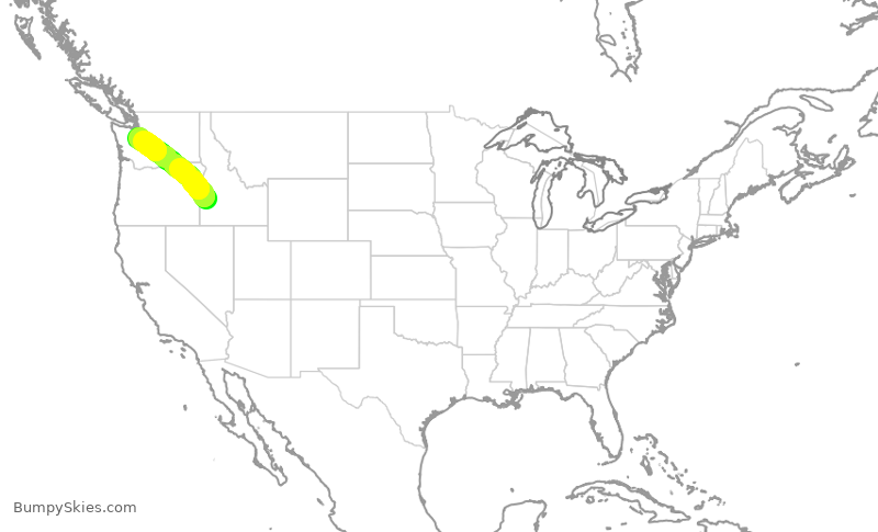Turbulence forecast map for ASA296, BOI to SEA