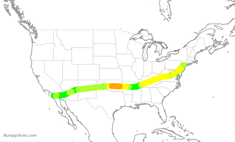 Turbulence forecast map for ASA297, SAN to EWR