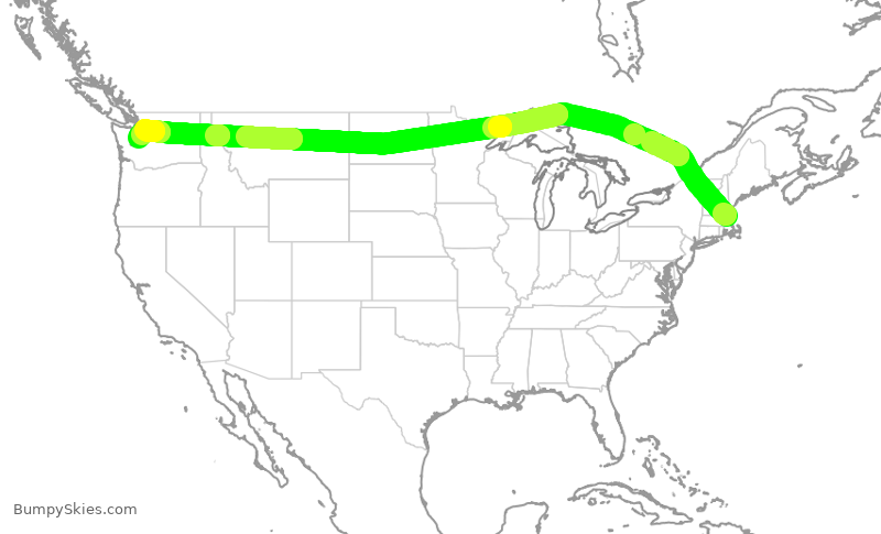 Turbulence forecast map for ASA306, BOS to SEA