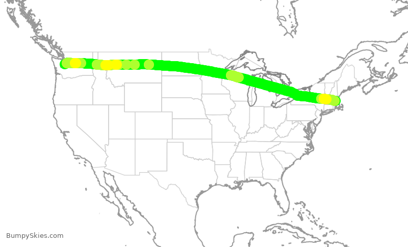 Turbulence forecast map for ASA306, SEA to BOS