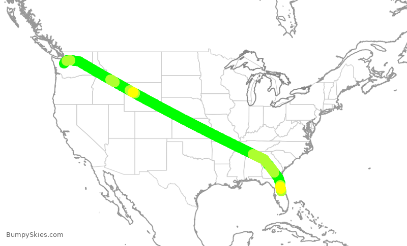 Turbulence forecast map for ASA309, MCO to SEA