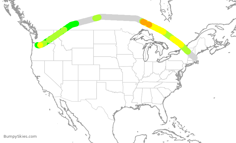 Turbulence forecast map for ASA311, BOS to PDX