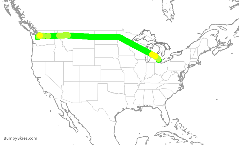 Turbulence forecast map for ASA313, DTW to SEA