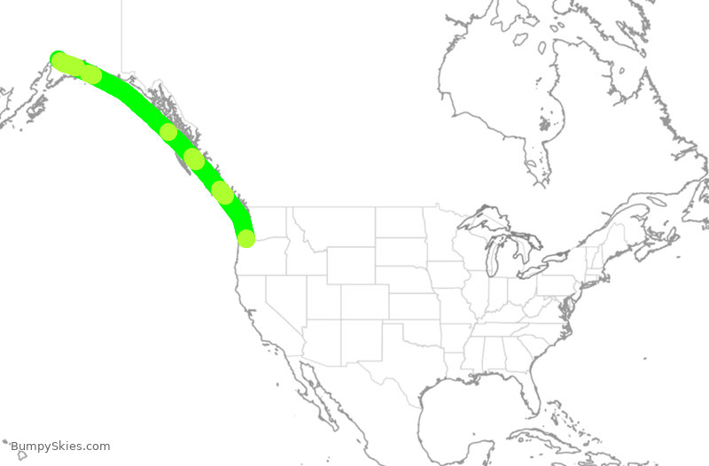 Turbulence forecast map for ASA315, PDX to ANC