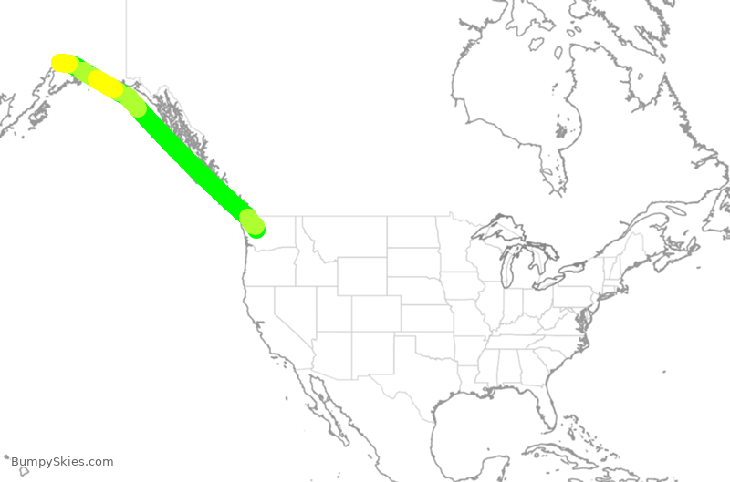 Turbulence forecast map for ASA315, ANC to SEA