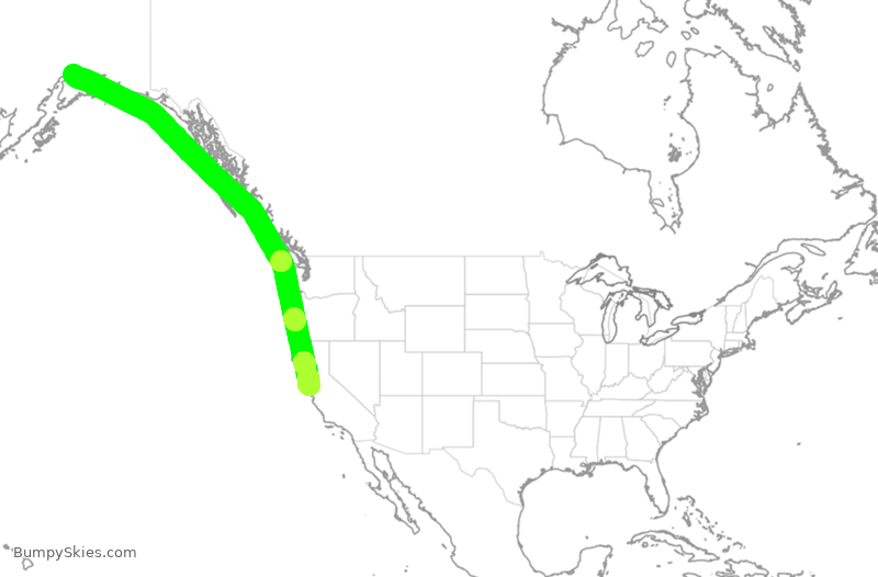 Turbulence forecast map for ASA318, SFO to ANC