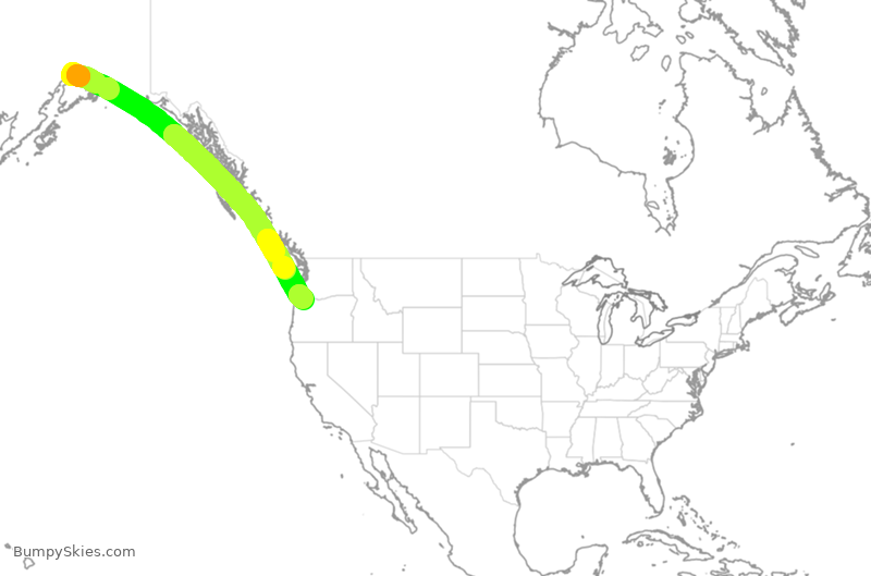 Turbulence forecast map for ASA318, ANC to PDX