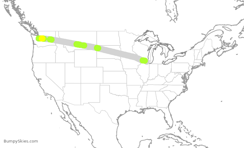 Turbulence forecast map for ASA328, SEA to ORD