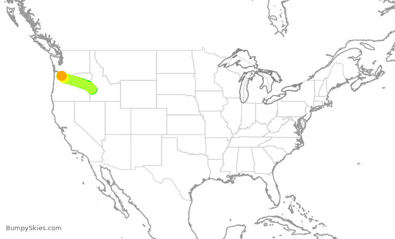 Turbulence forecast map for ASA329, PDX to BOI