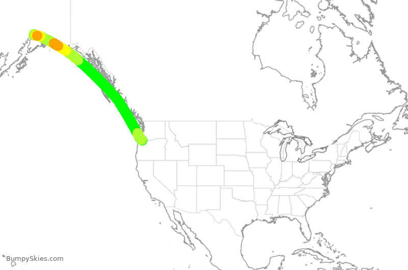 Turbulence forecast map for ASA329, ANC to PDX