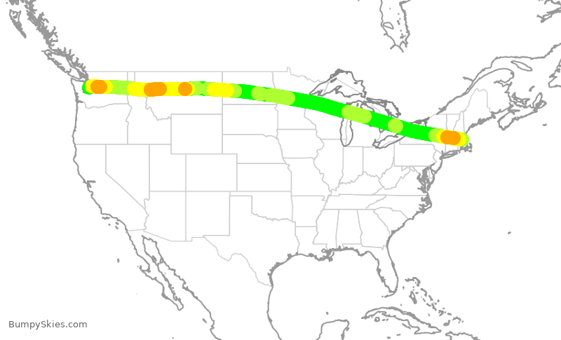 Turbulence forecast map for ASA330, SEA to BOS