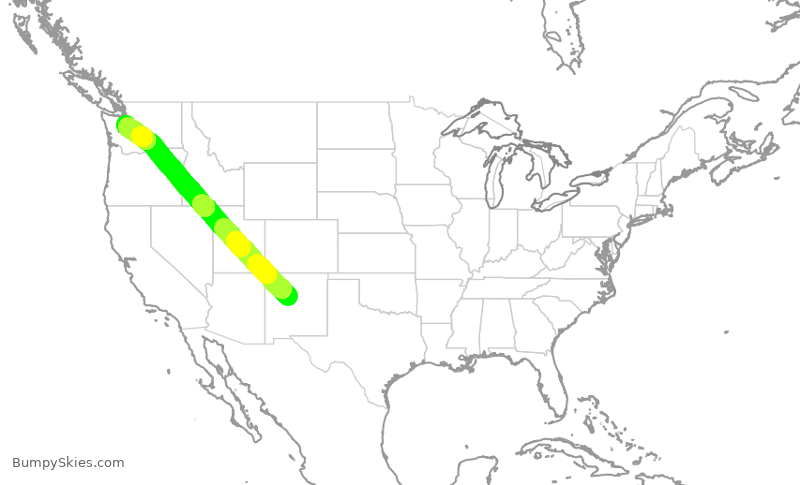 Turbulence forecast map for ASA331, ABQ to SEA