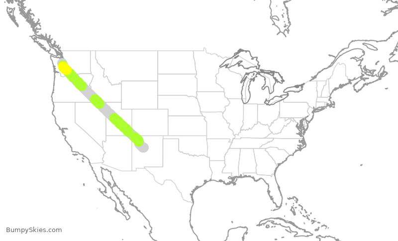 Turbulence forecast map for ASA331, SEA to ABQ