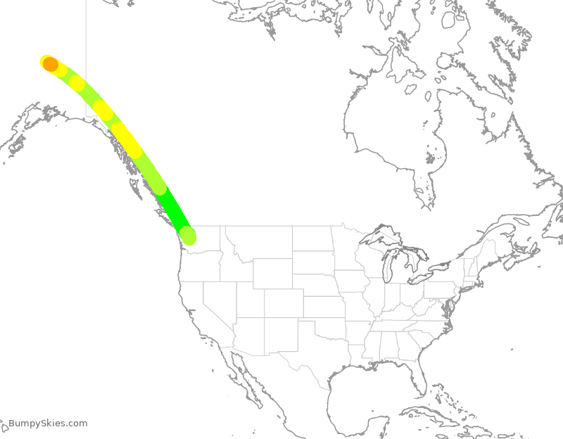 Turbulence forecast map for ASA331, FAI to SEA