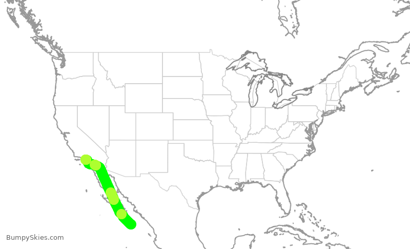 Turbulence forecast map for ASA333, SJD to LAX