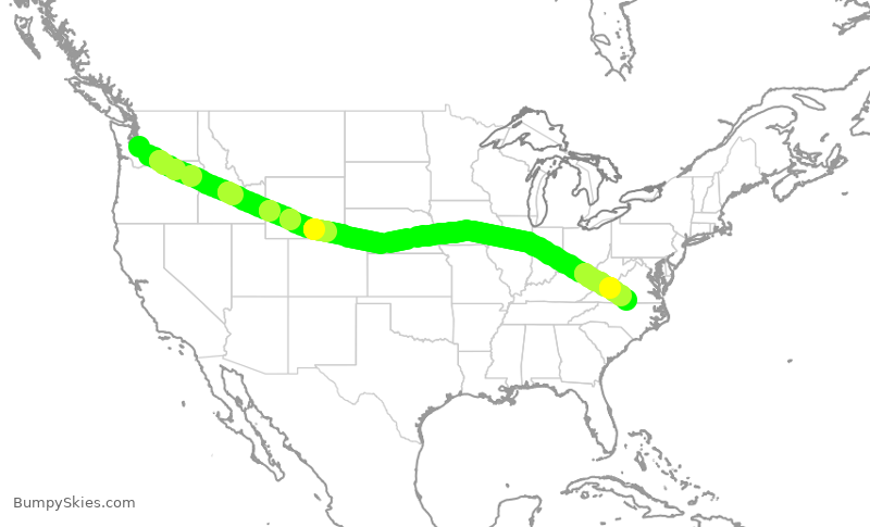 Turbulence forecast map for ASA335, SEA to RDU