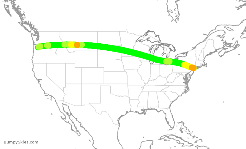 Turbulence forecast map for ASA336, PDX to JFK