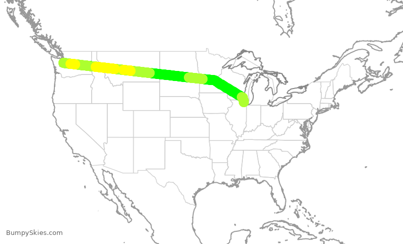 Turbulence forecast map for ASA337, ORD to SEA