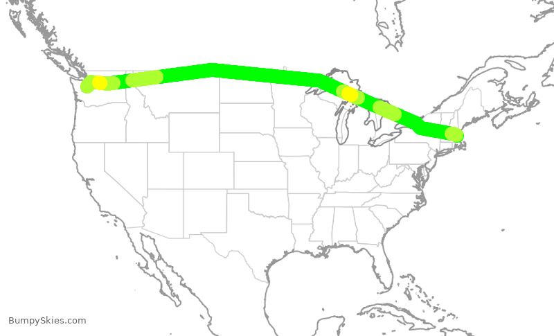 Turbulence forecast map for ASA338, BOS to SEA