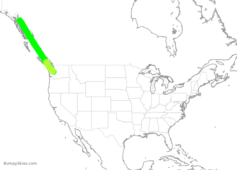 Turbulence forecast map for ASA341, SEA to JNU